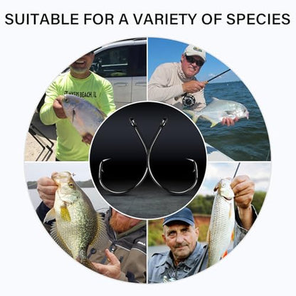 Alwonder 100-Pack Circle Hooks in-Line Fishing Hooks 3X Strong for Catfish, High Carbon Steel Non-Offset Closed Eye Wide Gap Circle Hook for Bass Striper Trout Bluegill Walleye - #4#1#1/0#2/0#3/0 - color: 1X Strong