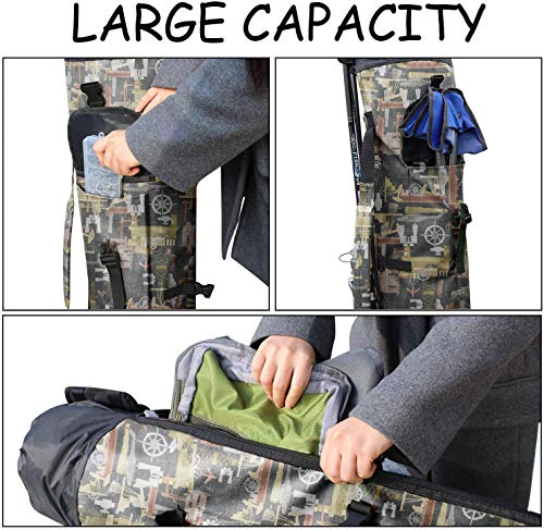 Allnice Durable Canvas Fishing Rod & Reel Organizer Bag Travel Carry Case Bag- Holds 5 Poles & Tackle - color: Multiolor