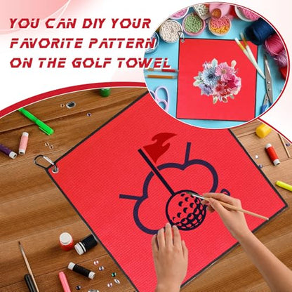 Batiyeer 12 Pcs Golf Towel Bulk for Golf Bags Microfiber Fabric Towel with Clip Waffle Pattern, Fitness, Camping, Hiking, Yoga - color: Red