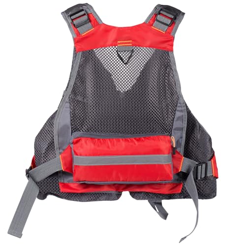 BASSDASH Strap Fishing Vest Adjustable for Men and Women, for Fly Bass Fishing and Outdoor Activities - color: Red