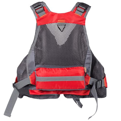 BASSDASH Strap Fishing Vest Adjustable for Men and Women, for Fly Bass Fishing and Outdoor Activities - color: Red