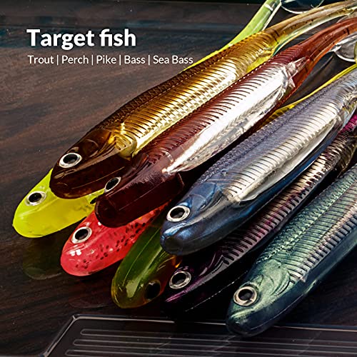 QualyQualy Soft Plastic Swimbait Paddle Tail Shad Lure Soft Bass Shad Bait Minnow Paddle Tail Swim Bait for Bass Trout Walleye Crappie - 2.75in, 3.14in, 3.94in, 5in - color: 3#, size: 2.75in - 6Pcs