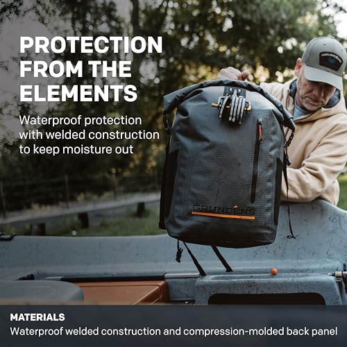 Grundéns Wayward Roll-Top Backpack – Fully Waterproof Fishing & Adventure Gear Pack, 38L, Deep Depths