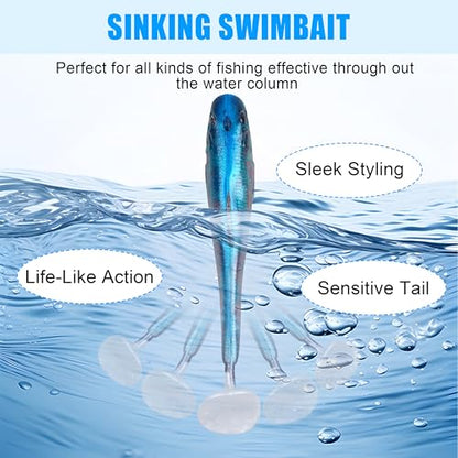 Soft Fishing Lures Swimbait Jig Heads Paddle Tail Swim Bait Pre-Rigged Swimbaits with Weighted Hooks Crankbait Swim Shad Lures for Bass Trout Walleye Fishing - size: 3.54in/9cm 0.59oz/16g