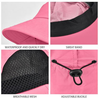 Sun Hat for Men Women with Neck Flap,UPF 50+ UV Protective Hiking Fishing Hats,Wide Brim Sun Hat for Women&Men - color: 1pack-rose