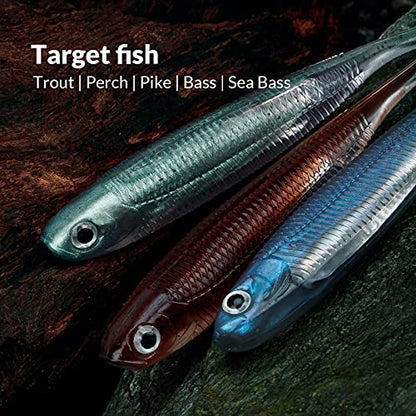 QualyQualy Soft Plastic Swimbait Paddle Tail Shad Lure Soft Bass Shad Bait Minnow Paddle Tail Swim Bait for Bass Trout Walleye Crappie - 2.75in, 3.14in, 3.94in, 5in - color: 4#, size: 3.14in - 6Pcs