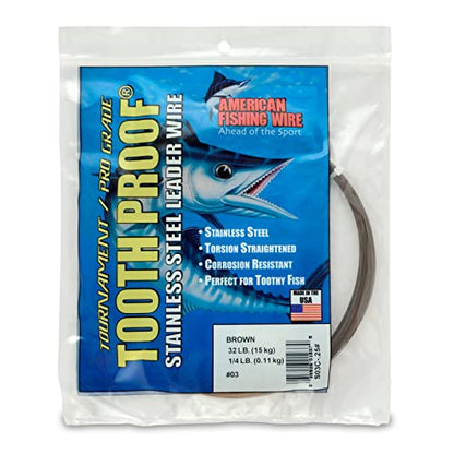 AFW Tooth Proof Stainless Steel Single Strand Hard Leader Wire - Bright and Camo for Shark, Barracuda, King Mackerel, Wahoo, Snook Bite Protection for Toothy Critters, Rigging Baits and Lures - color: Camo, style: #3, 32 Lb Test, 1/4 Lb