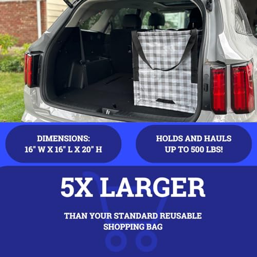 DURASACK Heavy Duty Storage Tote Bag 22-Gallon, Gingham Gray | Rugged Woven Polypropylene Moving Bag, Reusable Self-Standing Design, Holds up to 500 Pounds - color: Gingham Gray, size: Single