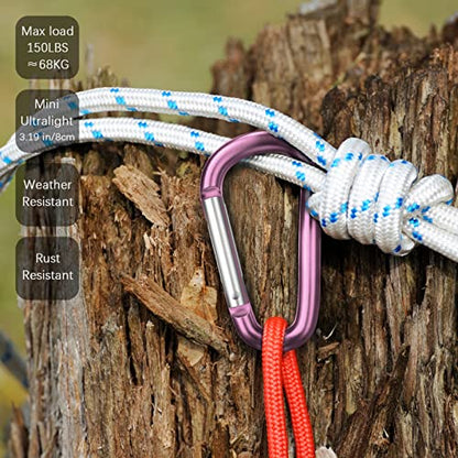 sprookber 3" Aluminum Carabiner D Ring, Caribeener Clips, Spring Snap Hook for Keychain Clip, Set of 10 - color: Pink