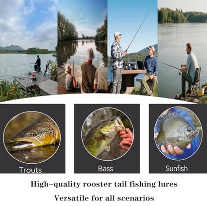 Trout Spinners, Rooster Tail Fishing Lures, Fly Trout Fishing Gear for Lake River Fishing with Storage Box for Bass Salmon, Smallmouth Bass Lures - color: 5 Pcs 1/16 oz