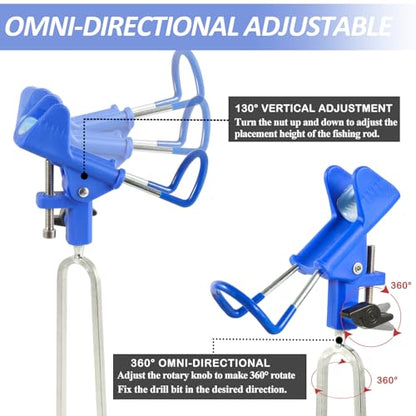 Tripquips Fishing Rod Holders - Upgraded 360 Degree Adjustable Fishing Pole Stand Equipment for Bank, Beach, Gift for Men Equipment(Blue)