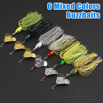 Fishing Buzzbait Lures Bass Spinnerbait Kit Buzz Bait Multicolor Swimbait Metal Jig Lure for Bass Pike Trout Fishing - color: A- 12pcs