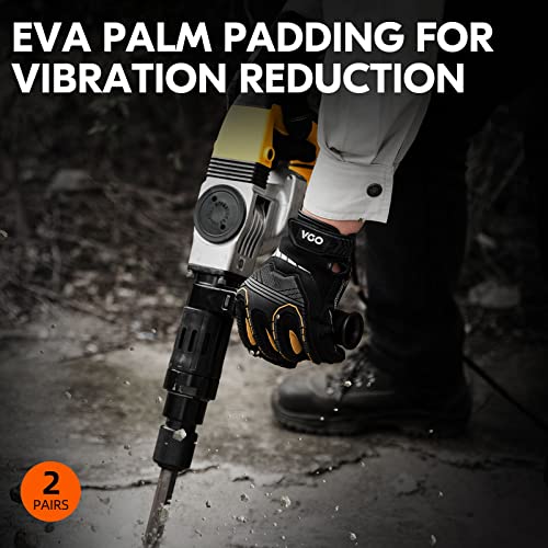 Vgo 2-Pairs Safety Work Gloves - Mechanics, Impact, Anti-Vibration, Rigger, Heavy Duty (M, Black, SL8849IP) - color: Gold&black-regular, size: Medium (2 Pairs)