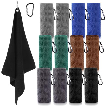 12 Pcs Fishing Towels with Clip 16'' x 16'' Absorbent Microfiber Fishing Towel Hand Towel for Fish Boat Fly Fish Kayaking Hiking Camping and Hiking Towels