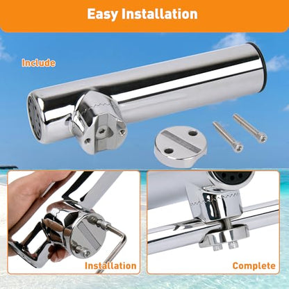 2 Pack Fishing Rod Holders for Boat Rail Mount, Stainless Steel Clamp on Rod Holder for Marine Boat, Fishing Boat, Pontoon, Jon Boat - style: Fit 7/8" to 1" Rail Bottom Clevis