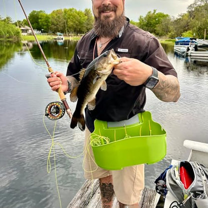 Fly Line Basket Authentic Danish Fisker Design Fishing Stripping Basket Ergonomic Smooth Curved Super Light Tangles with Silicone Spike for Line Tray - color: Green