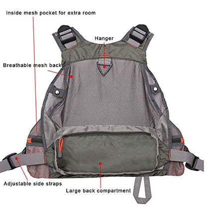 Waxaya Lightweight Fly Fishing Vest with Multi Pockets Adjustable Size Mesh Fishing Backpack for Men and Women - color: Green