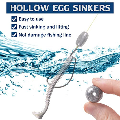 42pcs Fishing Weights Egg Sinkers Kit, Oval Slip Sinkers Egg Weights | Drop Bass Weights Sinkers Freshwater Saltwater Tackle Casting Fishing Sinkers Set