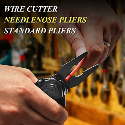 RoverTac Pocket Knife, 15-in-1 Multitool with Pliers, Bottle & Can Opener, 9 Screwdriver Bits, Locking Mechanism & Nylon Sheath - EDC Multi Tool for Camping, Hiking & DIY, Gift for Men & Dad - style: Multi-Knife Pliers