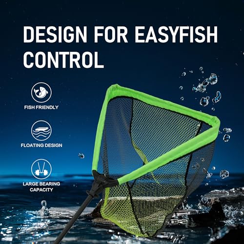 Black Paw Long Fishing Net Large Folding Landing Net with Robust Telescopic Handle for Freshwater and Saltwater, Extend to 45-64 Inch