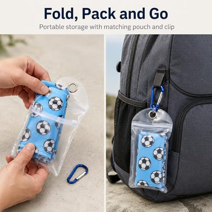 6 Pack Cooling Hoodie Towel, 25 x 12 Inch Hooded Neck Wrap with Pouches and Clips, Soft Breathable Ice Towel for Sports, Gym, Camping, Fishing, Cycling, Outdoor Work, Portable Set