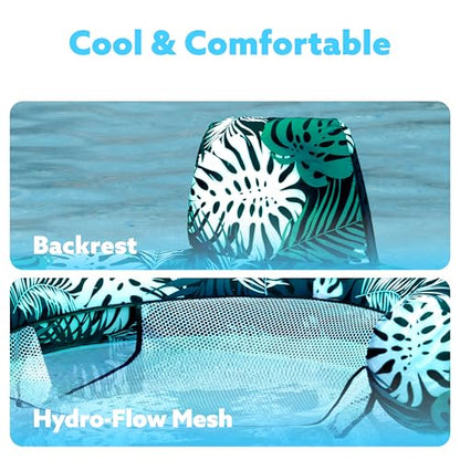 SLOOSH Inflatable Pool Floats Adult,Lounge Chair Adult with Plant Pattern,Floating Water Hammock,Blow up Pool Noodles Rafts for Relaxing Swimming Party Summer Water Beach Lake Fun - color: Green