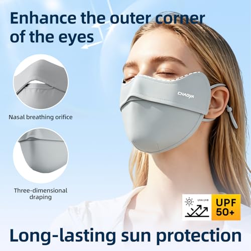 UPF 50+ UV Sun Protection Face Mask, Unisex Breathable Cooling Face Cover Sun UV Protection Ear Loops for Outdoor Activities - color: Lunar Gray