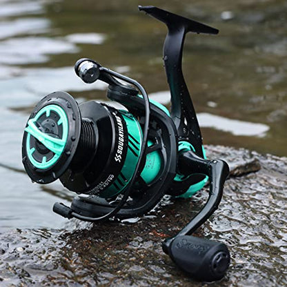 Sougayilang Fishing Reel, Ultralight Spinning Reel with Aluminum Spool, 5.2:1 High Speed Spinning Fishing Reel, 1000-6000 Series for Freshwater - color: Green, size: 3000