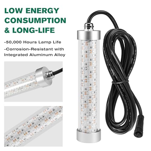 F3 Dimmable Green Underwater Fishing Light 110V&12V / 200W 20000LM Fish Light Attractants for Crappie Squid Shrimp Snook Bass at Night, with 5%~100% Brightness Dimmer(33FT Cable) - size: 33FT F3