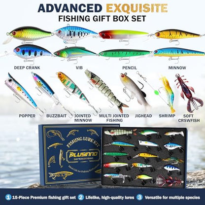 PLUSINNO Fishing Lures - Tackle Box, Bass Fishing Lures for Freshwater and Saltwater, Trout Fishing Gear & Bait, Fishing Gifts for Men,Father - color: Bass/Trout fishing lures-A