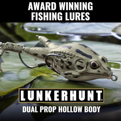 LUNKERHUNT - Frog Bait for Bass Fishing | Soft Hollow Body Weedless Frog for Bass Fishing and Trout | Weedless Realistic Bait Frog Lure, Freshwater with Sharp Hooks Lures and Double Propellers Feet - style: Rocky Toad