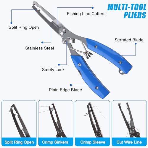 Unpainted Fishing Lures Making Kit, 286pcs DIY Lure Blank Crankbaits Minnow Hard Bait Set with Treble Hooks,Split Rings,3D Eyes,Fishing Lure Stickers Pliers DIY Fishing Tackle - style: 286pcs Kit
