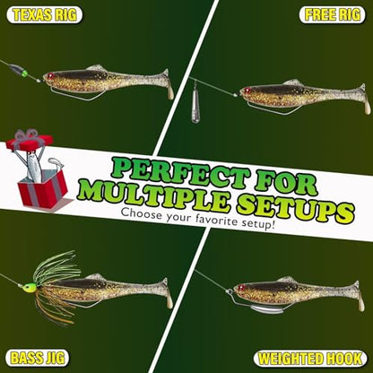 LUCKYFISHING Paddle Tail Swimbaits Soft Plastic Swimbaits Soft Baits for Bass Fishing Trout Crappie Walleye Freshwater Saltwater 10/16/20 PCS Soft Plastic Baits 4/3.5/3/2.5 Inch - color: Brown, size: 3 inch-16pcs