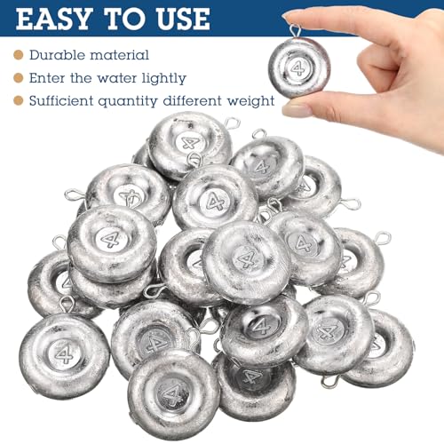 24 Pieces Fishing Disc Sinkers Weights Disc Sinker Fishing Sinkers Weights for Saltwater Catfishing Trolling Surf Tackle - size: 4 oz
