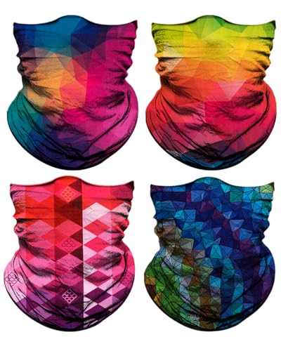 4Pack Neck Gaiter for Men Women Face Cover Mask Head Wrap Balaclava Headwear Bandana Headband Magic Scarf - color: A-fantasy