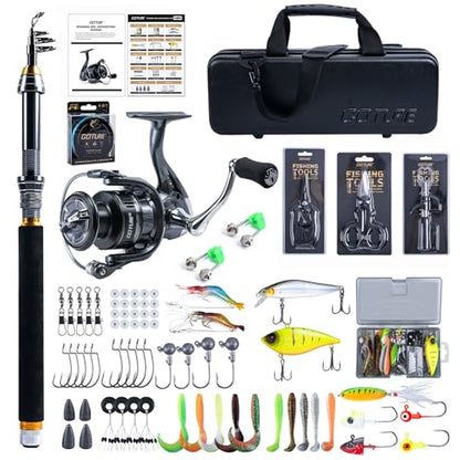 Goture Fishing Rod and Reel Combos-Telescopic Fishing Pole Spinning Reel Lures Set with PC Hard Shell Suitcase, Telescopic Rod Reel Combo Kit for Starter Travel Saltwater, Gifts for Men - size: 6FT/1.8M