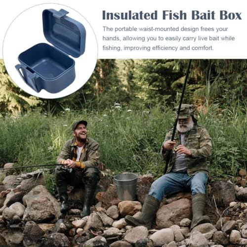 Fishing Live Bait Box, Waist Mounted Bait Bucket with Belt, Hands-Free Fishing Bait Holder Organizer for Lures, Portable Live Bait Container Storage for Shore, Boat, Stream Fishing