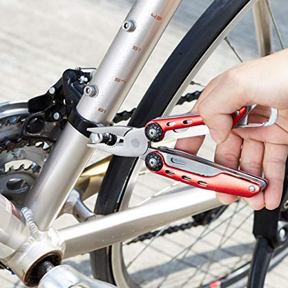 Amazon Basics 10-in-1 Stainless Steel Multitool for Hiking and Survival Gear with Needlenose Pliers, Wire Cutter, Saw, Safety Lock, Nylon Sheath, Red - color: Red, size: 10-in-1