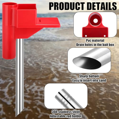 AceOrbit Sand Spike for Surf Fishing Bait Box Cutting Board PVC Portable Beach Fishing Rod Holder for Beaches, Rivers and Sandy Beaches Outdoor Angling