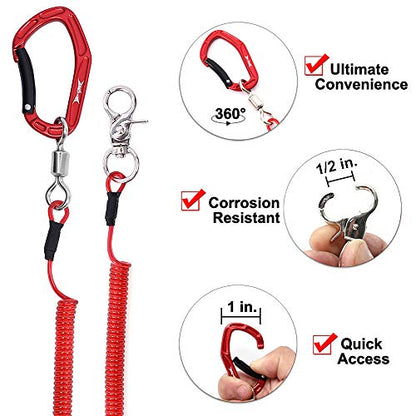 HERCULES M4 Fishing Lanyard, Fishing Pole Tether, Kayak Paddle Leash, Heavy Duty Retractable Coiled Lanyard for Fishing, Rods, Pliers, Boating, Paddles, Kayak - color: Pack of 2 Red, 5.9"