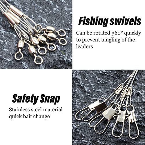 YOTO Fishing Tackle Leaders,Hi-Low Rig,Double Arms Saltwater Stainless Steel Leader with Swivels,High-Strength Fish Wire Gear Equipment, Fishing Gift - color: B1-29.5" 70lb-12pcs