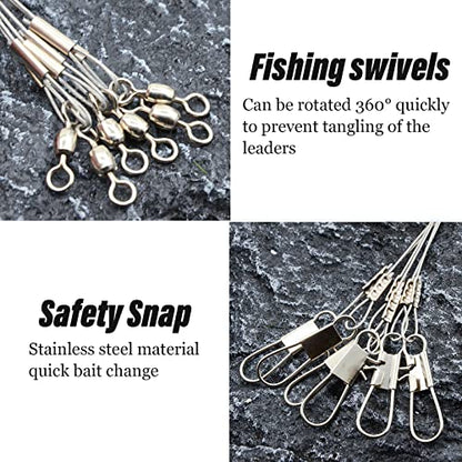 YOTO Fishing Tackle Leaders,Hi-Low Rig,Double Arms Saltwater Stainless Steel Leader with Swivels,High-Strength Fish Wire Gear Equipment, Fishing Gift - color: B1-29.5" 70lb-12pcs