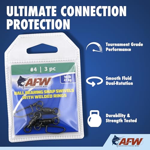 AFW Solid Brass Ball Bearing Snap Swivels with Welded Rings - Black Finish, Up to 450 lb Test Capacity, Patented Bullet Shaped Head for Reduced Water Resistance, Fluid Rotation - size: 1 pc, #10, 450 lb test