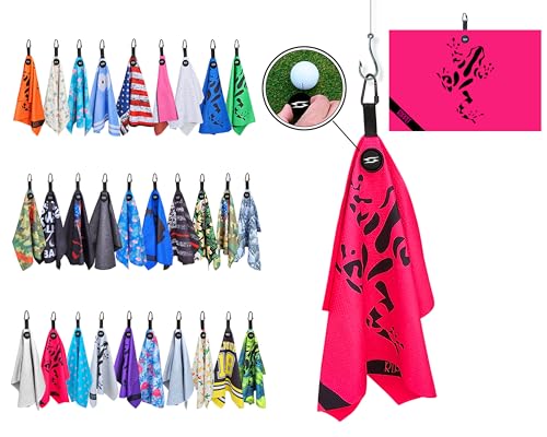 Rippit Magnetic Waffle Golf Towel – Large 16"x24" Microfiber Golf Club Ball Magnet Clip to Hang on Bag Cart Strong Premium Strength Ultra Absorbent Gear Men Gift (Rippit Pink) - color: Rippit Pink