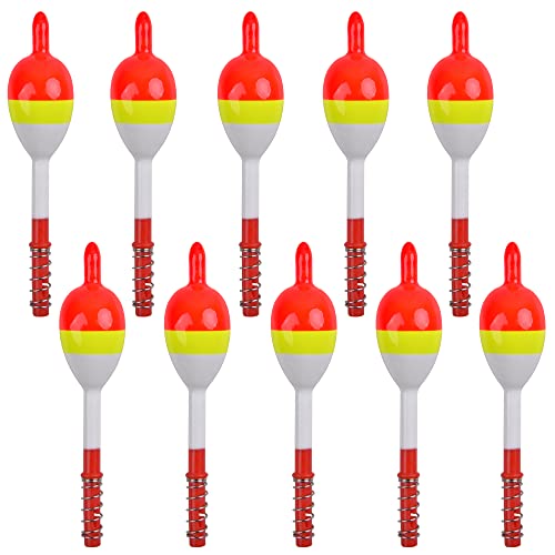 Fishing Bobbers Floats,Wood Slip Bobber Fishing Spring Oval Stick Slip Balsa Bobber for Crappie Catfish Trout Panfish Walleyes Fishing Tackle Accessories - color: 1.18in X 0.79in X 3.54in - 10pcs