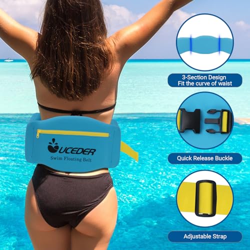 Swim Belt for Adults, Adjustable Flotation Belt,Water Aerobics Belt with Zippered Pocket,3-Section EPE Swimming Buoyancy Belt,Pool Exercise Equipment for Cross Training, Aqua Jogging - size: Small
