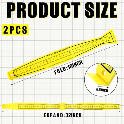VioraWhite 2 Pcs Fish Measuring Board - 32in/80cm Folding Fishing Ruler Fishing Measurement Ruler Crab Measuring Tool Lightweight Bump Board for Boat Kayak (32" Imperial Scale) - style: 32" Imperial Scale