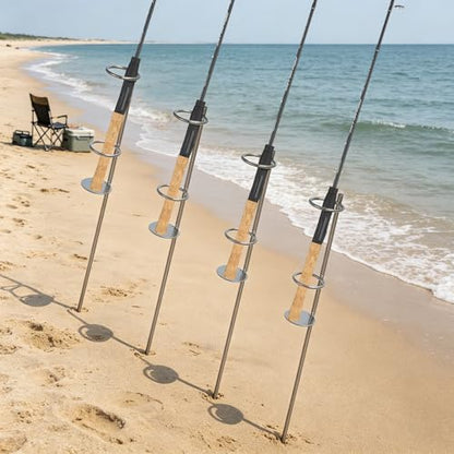 4 Pack 27in Metal Sand Spike Fishing Rod Holder for Surf Fishing for Beaches, Rivers and Sandy Beaches