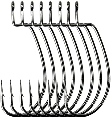 Angler's Grotto EWG Offset Shank Worm Hook | 15/25 Count Per Pack | Freshwater Saltwater Fishing Hooks | High Carbon Steel Extra Strength | Size #1#1/0#2/0#3/0#4/0#5/0 - size: Size #5/0, 15 Count