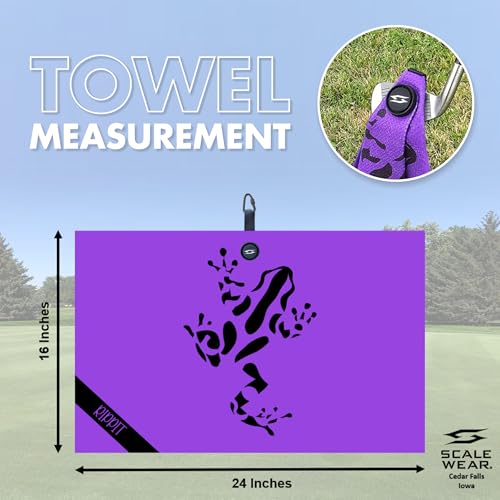 Magnetic Microfiber Waffle Frog Golf Towel – Large 16"x24" Clean Golf Club Ball Magnet Clip Hang Bag Cart Strong Premium Strength Ultra Absorbent Gear Purple Men (Rippit Purple) - color: Rippit Purple